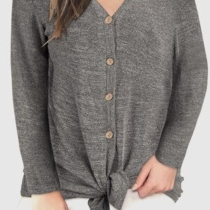 Gray Cardigan Front Tie